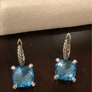 Davi Yurma Authentic Chatelaine Drop Earrings Blue Topaz And Diamonds